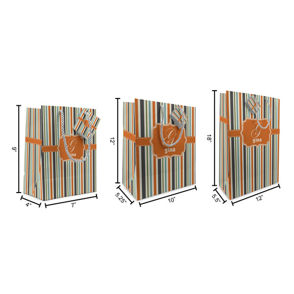 Orange & Blue Stripes Gift Bags - All Sizes - Dimensions