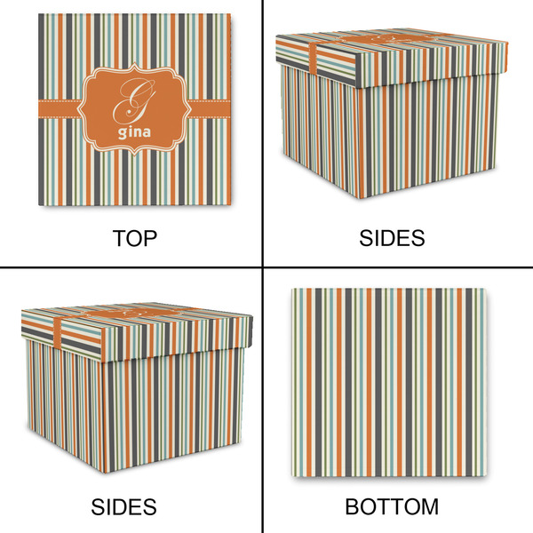 Orange & Blue Stripes Gift Boxes with Lid - Canvas Wrapped - Large - Approval