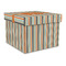 Orange & Blue Stripes Gift Box with Lid - Canvas Wrapped - Large (Personalized)