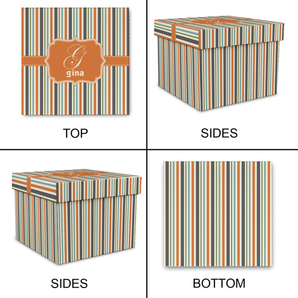 Orange & Blue Stripes Gift Boxes with Lid - Canvas Wrapped - X-Large - Approval