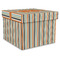 Orange & Blue Stripes Gift Box with Lid - Canvas Wrapped - X-Large (Personalized)