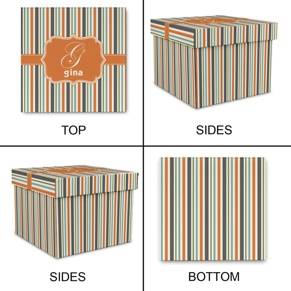 Orange & Blue Stripes Gift Boxes with Lid - Canvas Wrapped - XX-Large - Approval