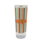 Orange & Blue Stripes 2 oz Shot Glass - Glass with Gold Rim (Personalized)