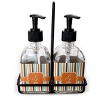 Orange & Blue Stripes Glass Soap & Lotion Bottles (Personalized)