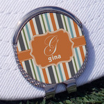 Orange & Blue Stripes Golf Ball Marker - Hat Clip
