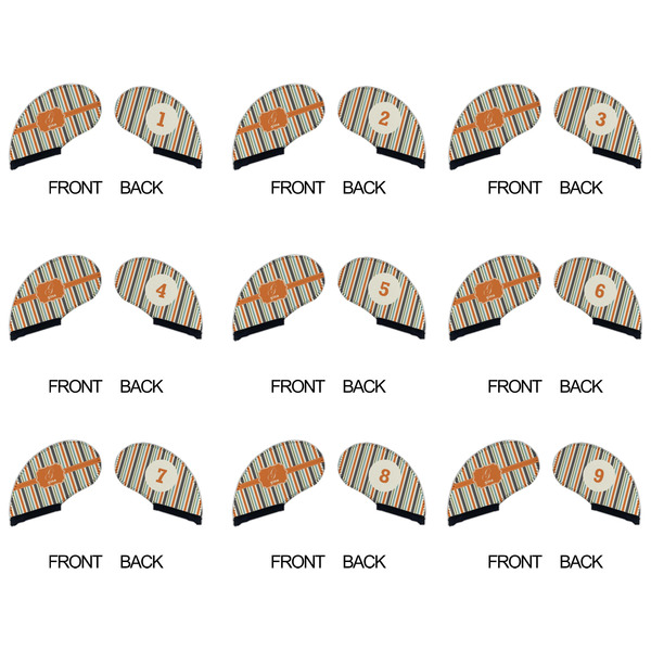 Orange & Blue Stripes Golf Club Covers - APPROVAL (set of 9)