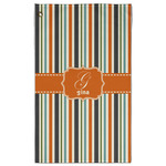 Orange & Blue Stripes Golf Towel - Poly-Cotton Blend - Large w/ Name and Initial