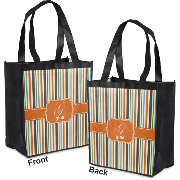 Orange & Blue Stripes Grocery Bag - Apvl