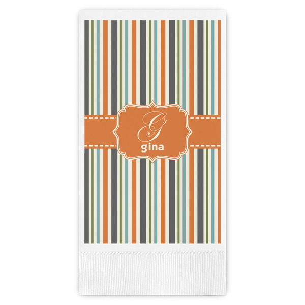 Custom Orange & Blue Stripes Guest Paper Towels - Full Color (Personalized)