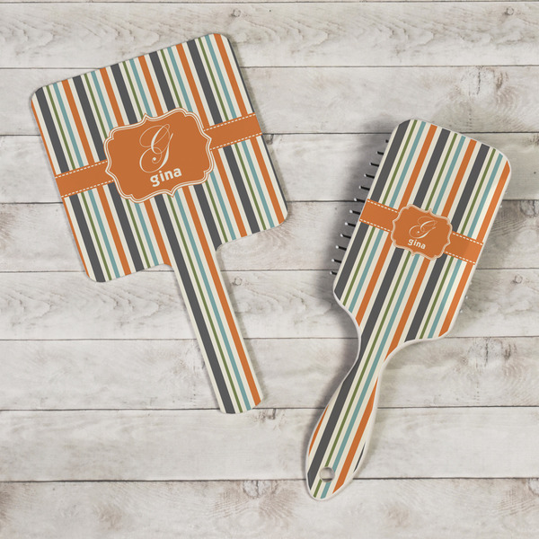 Orange & Blue Stripes Hand Mirrors - In Context