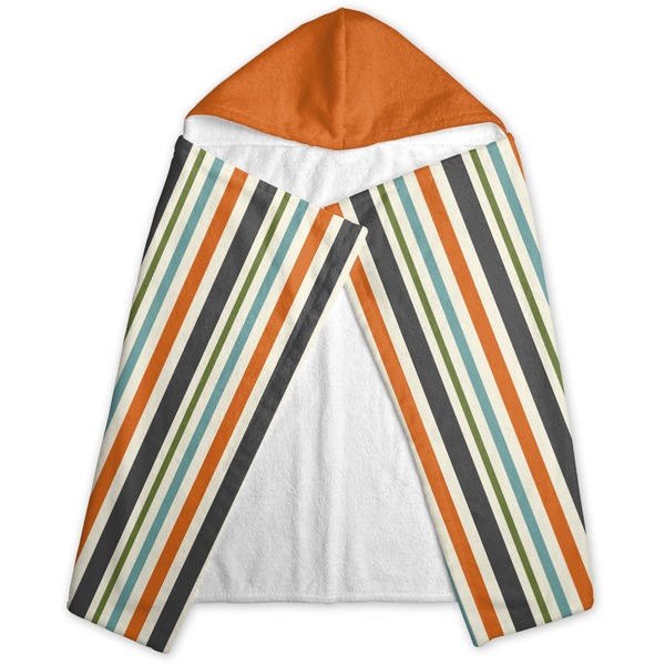 Orange & Blue Stripes Hooded Towel - Folded