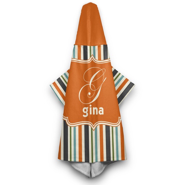 Orange & Blue Stripes Hooded Towel - Hanging