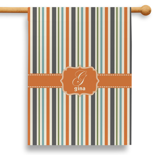 Custom Orange & Blue Stripes 28" House Flag (Personalized)