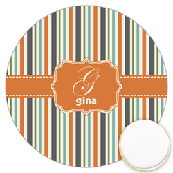 Orange & Blue Stripes Printed Cookie Topper - 3.25" (Personalized)
