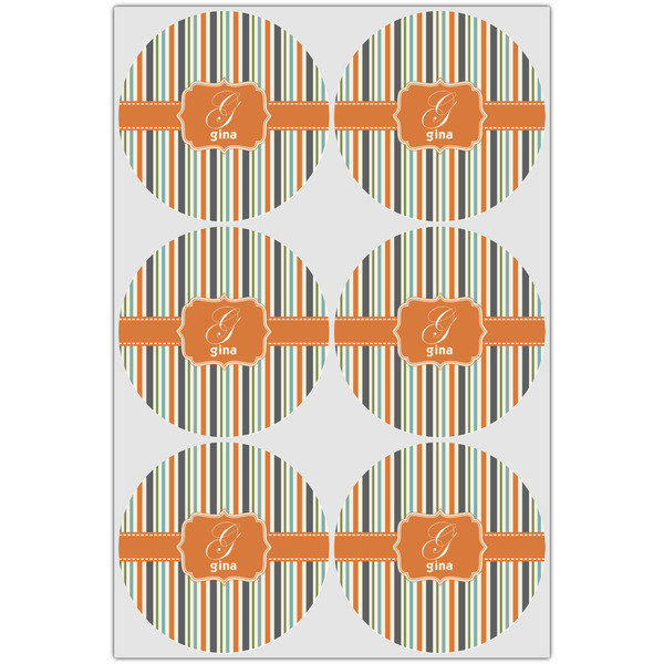 Orange & Blue Stripes Icing Circle - Large - Set of 6