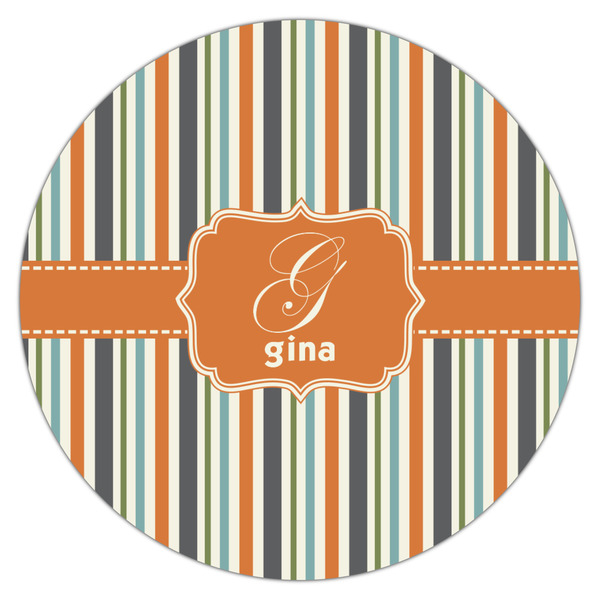 Orange & Blue Stripes Icing Circle - Large - Single