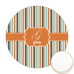 Orange & Blue Stripes Printed Cookie Topper - Round (Personalized)