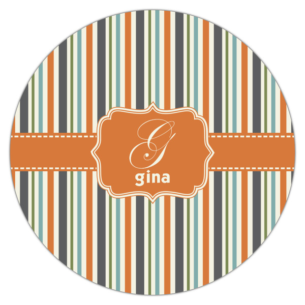 Orange & Blue Stripes Icing Circle - Medium - Single