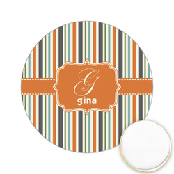 Orange & Blue Stripes Printed Cookie Topper - 2.15" (Personalized)