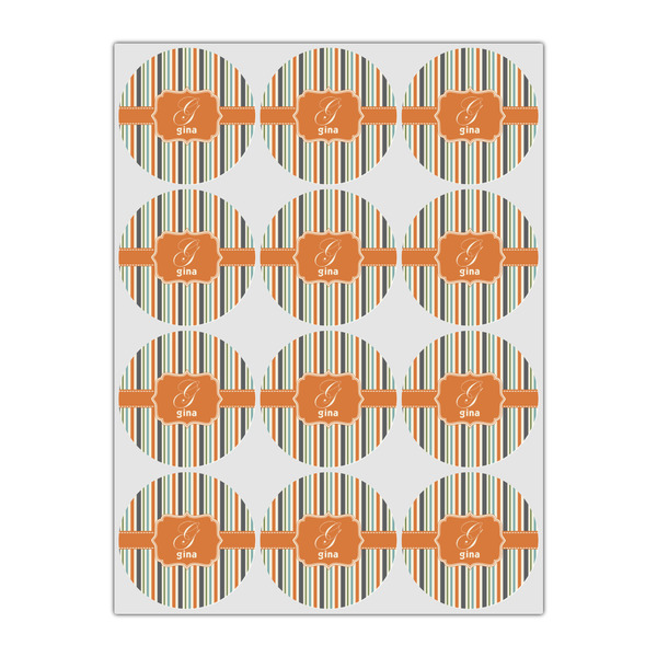 Orange & Blue Stripes Icing Circle - Small - Set of 12
