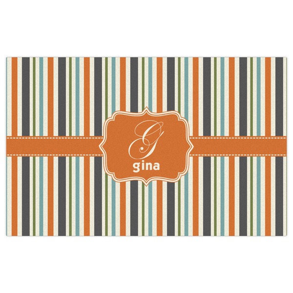 Orange & Blue Stripes Indoor / Outdoor Rug - 5'x8' - Front Flat