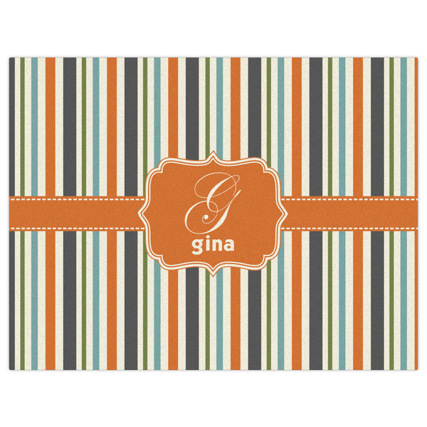 Orange & Blue Stripes Indoor / Outdoor Rug - 6'x8' - Front Flat