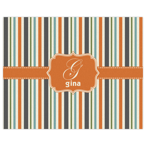 Orange & Blue Stripes Indoor / Outdoor Rug - 8'x10' - Front Flat