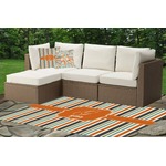 Orange & Blue Stripes Indoor / Outdoor Rug - Custom Size w/ Name and Initial