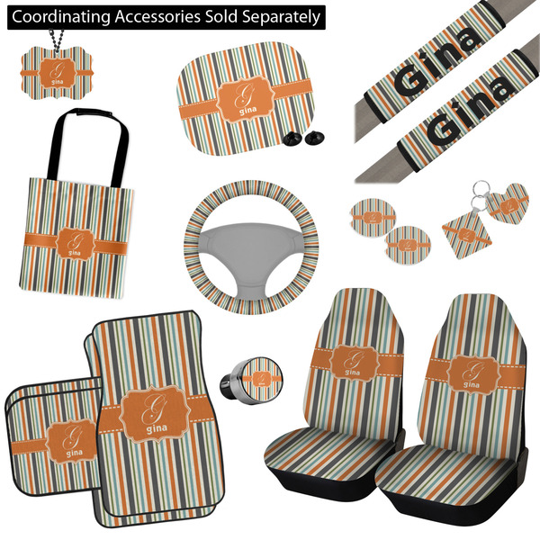 Orange & Blue Stripes Interior Car Accessories