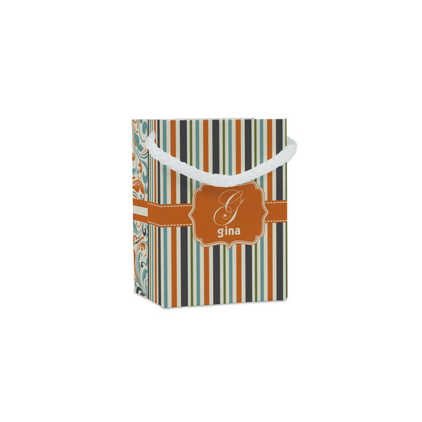Custom Orange & Blue Stripes Jewelry Gift Bags (Personalized)