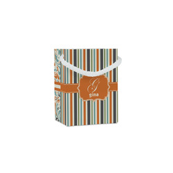 Orange & Blue Stripes Jewelry Gift Bags - Matte (Personalized)