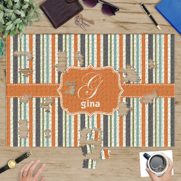 Orange & Blue Stripes Jigsaw Puzzle 1014 Piece - In Context