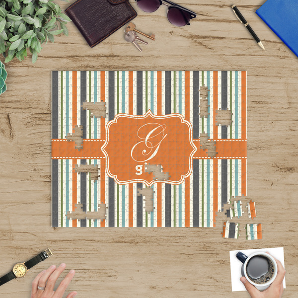 Orange & Blue Stripes Jigsaw Puzzle 500 Piece - In Context