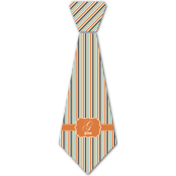 Custom Orange & Blue Stripes Iron On Tie - 4 Sizes w/ Name and Initial