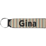 Orange & Blue Stripes Neoprene Keychain Fob (Personalized)