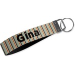 Orange & Blue Stripes Wristlet Webbing Keychain Fob (Personalized)