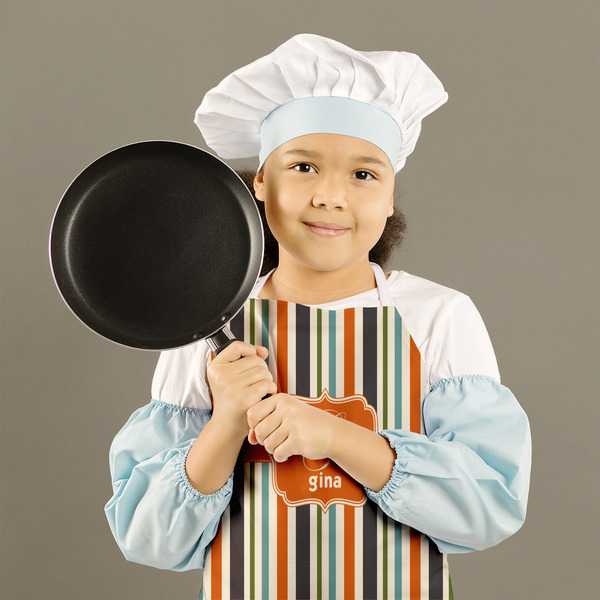 Orange & Blue Stripes Kid's Aprons - Medium - Lifestyle