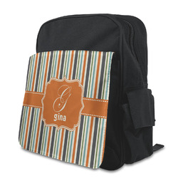 Orange & Blue Stripes Preschool Backpack (Personalized)