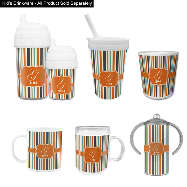 Orange & Blue Stripes Kid's Drinkware - Customized & Personalized