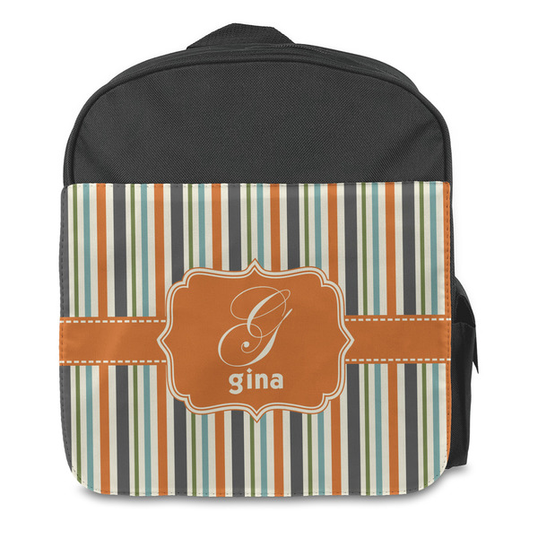 Orange & Blue Stripes Kids Backpack - Front