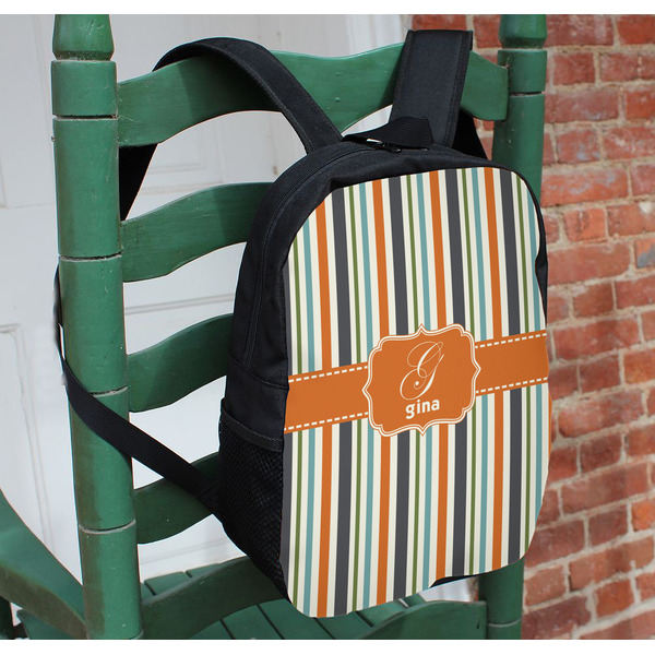 Orange & Blue Stripes Kids Backpack - In Context