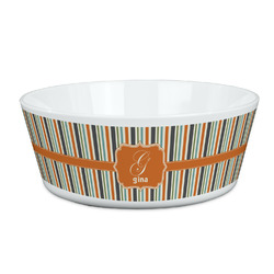 Orange & Blue Stripes Kid's Bowl (Personalized)