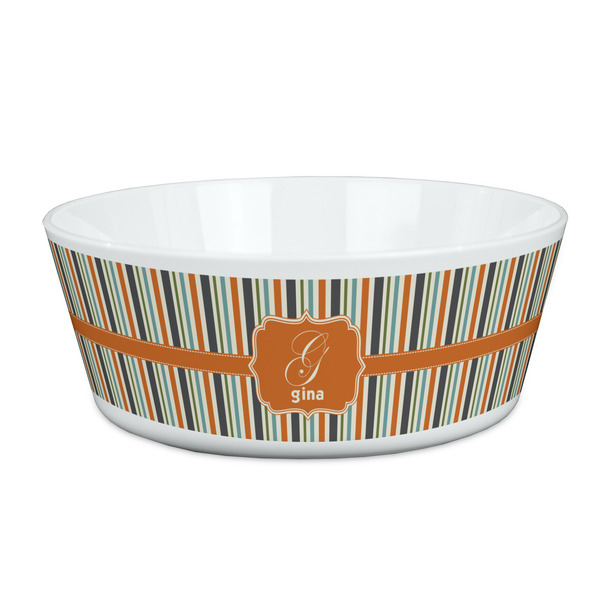 Custom Orange & Blue Stripes Kid's Bowl (Personalized)