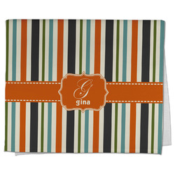 Orange & Blue Stripes Kitchen Towel - Poly Cotton w/ Name and Initial