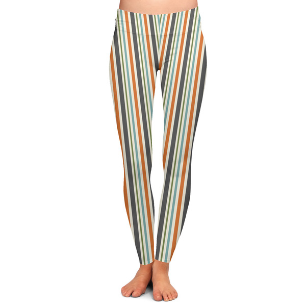 Custom Orange & Blue Stripes Ladies Leggings - Extra Large