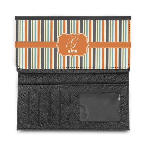 Orange & Blue Stripes Ladies Wallet - Half Way Open