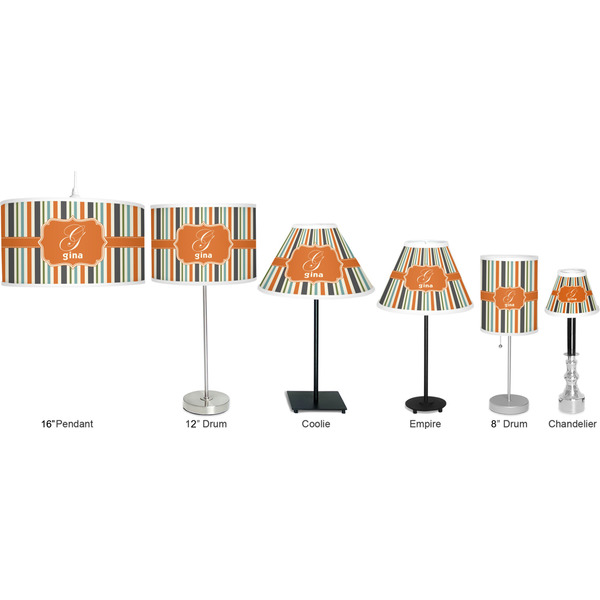 Orange & Blue Stripes Lamp Full View Size Comparison