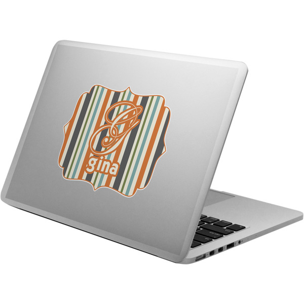 Custom Orange & Blue Stripes Laptop Decal (Personalized)