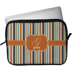 Orange & Blue Stripes Laptop Sleeve / Case - 15" (Personalized)