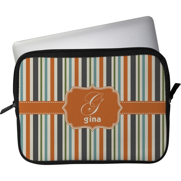 Custom Orange & Blue Stripes Laptop Sleeve / Case (Personalized)